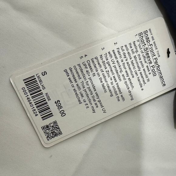 Lululemon Snap Front Performance Short Sleeve Polo Blue Size S NWT - Picture 7 of 8